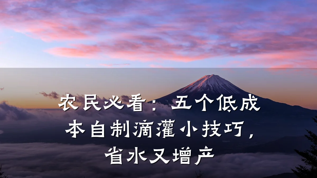 农民必看:五个低成本自制滴灌小技巧,省水又增产